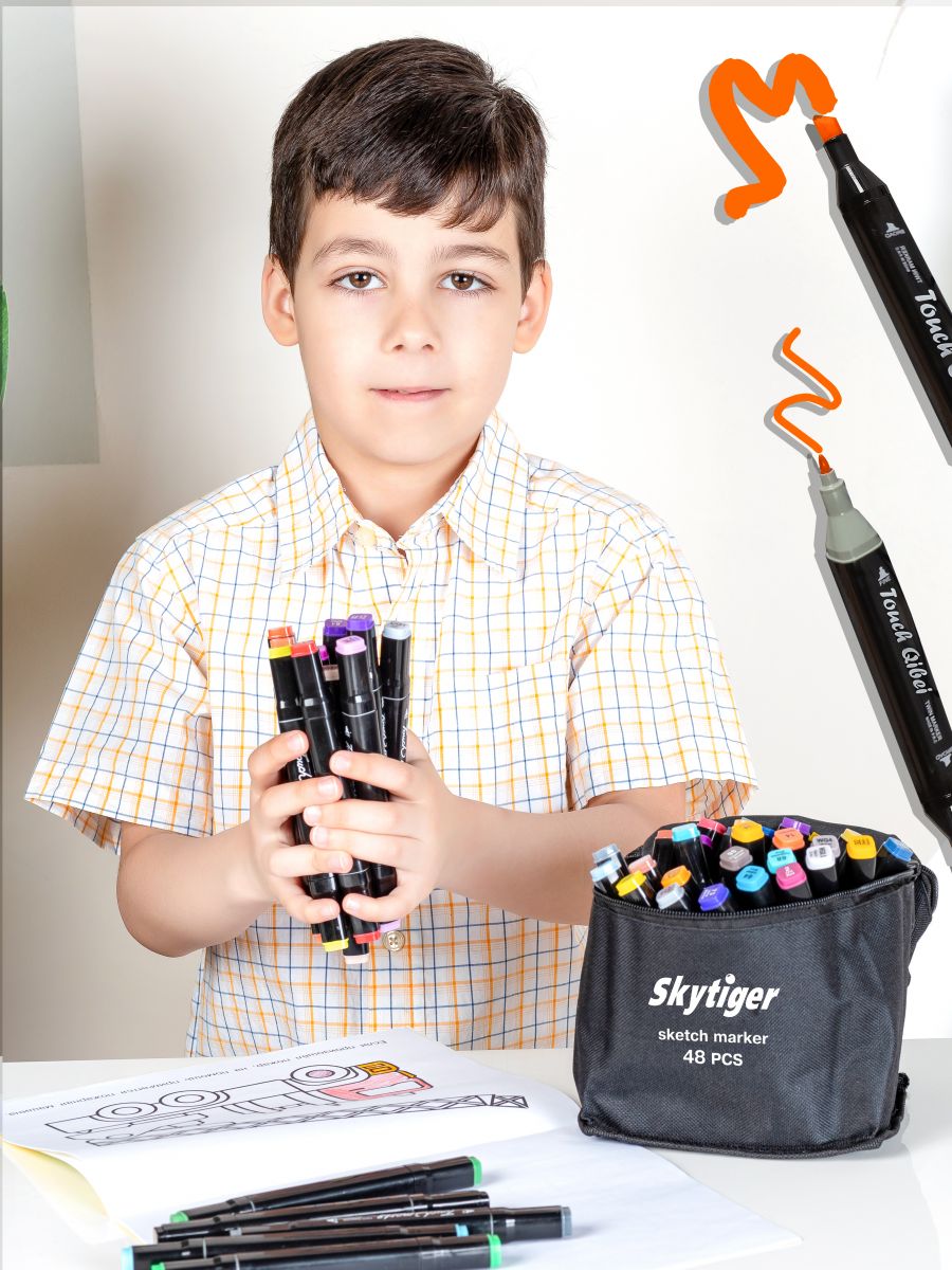 Набор двусторонних маркеров для детского творчества (48 предметов)